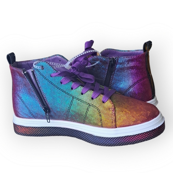 Steve Madden Sneakers Multi-Colored  Mid-Top US Youth Sz 4/Womens Sz 6 NEW - Picture 1 of 9